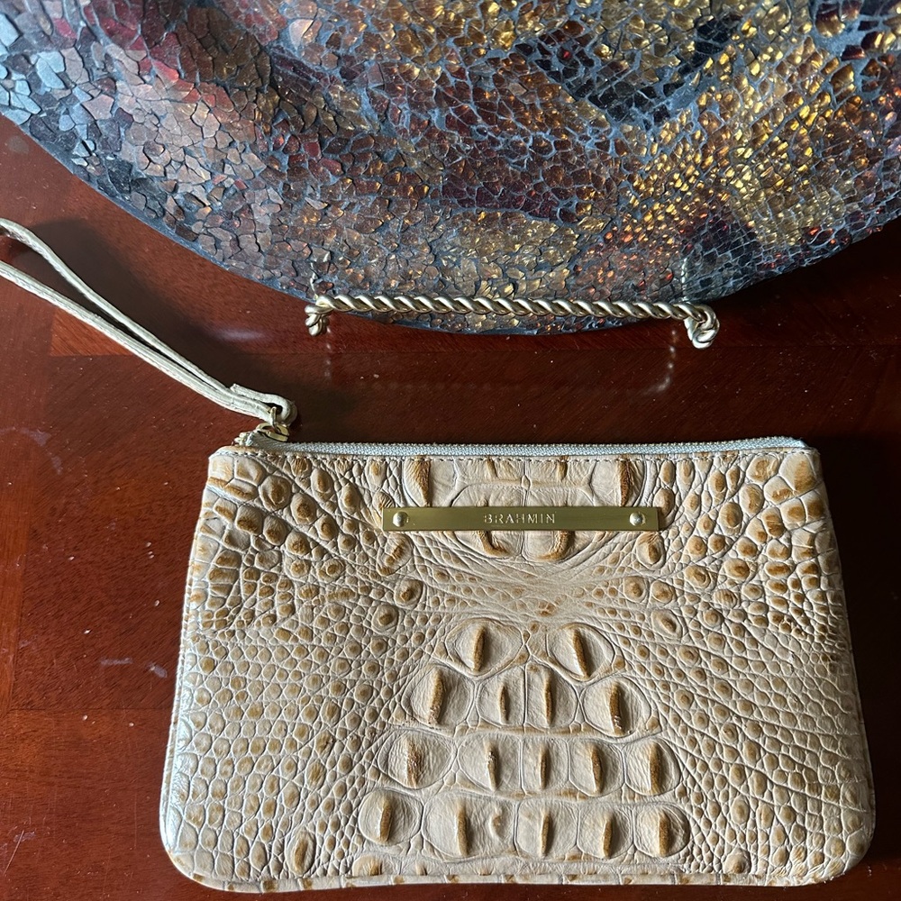 Brown or tan Brahmin wristlet